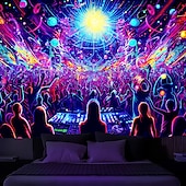 preiswerte Blacklight -Wandteppiche-Schwarzlicht-Wandteppich, UV-reaktiv, leuchtet im Dunkeln, Party, Neon, Trippy, Misty Bar, Konzert, Wandteppich, Wandbild für Wohnzimmer, Schlafzimmer