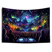 preiswerte Blacklight -Wandteppiche-Schwarzlicht-Wandteppich, UV-reaktiv, leuchtet im Dunkeln, Party, Neon, Trippy, Misty Bar, Konzert, Wandteppich, Wandbild für Wohnzimmer, Schlafzimmer