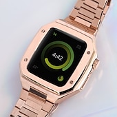 preiswerte Apple Watch-Armbänder-Gliederarmband Kompatibel mit Apple Watch Armband 40mm 41mm 44mm 45 mm mit Fall Herren Schmetterlingsschnalle Edelstahl Ersatzarmband für iwatch Series 9 8 7 6 5 4 SE