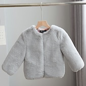 voordelige Meisjes Nepbont Jassen-Kinderen Voor meisjes Jas van imitatiebont Kinder winterjas Actief School jas bovenkleding 3-10 jaar Lente Zwart Wit Blozend Roze