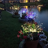 olcso Pathway Lights &amp; Lanterns-2db napelemes kert 8 világítási módú csillagsugárzó lámpák, vízálló napenergiával működő tűzijáték lámpák kültéri dekorációhoz, 120 led csillagszóró füzér az udvari ösvényen, Valentin-napi parti