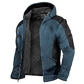 baratos camisolas de lã-Homens Moletom com zíper Full Zip Hoodie Casaco com capuz Jaqueta de suor Fuzzy Sherpa Azul Verde Escuro Marron Com Capuz Bloco de cor Zip Up Desportos e Ar livre Diário Feriado Poliéster Roupa de