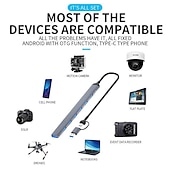 abordables Concentradores USB-7 puertos 2 en 1 usb 3,0 hub tipo c adaptador usb 2,0 transmisión de alta velocidad multipuerto usb divisor expansor para ordenador pc