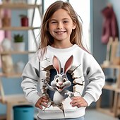 preiswerte Mädchen 3D Tiere-Mädchen 3D Katze Hase Kaninchen Pullover Langarm 3D-Druck Herbst Winter Modisch Strassenmode bezaubernd Polyester kinderkleidung 3-12 Jahre Rundhalsausschnitt Outdoor Casual Täglich Regular Fit