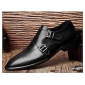 abordables Officiel-hommes mocassins habillés et slip-ons richelieu chaussures de moine affaires britannique gentleman bureau et carrière fête et soirée chaussures en cuir noir marron printemps automne
