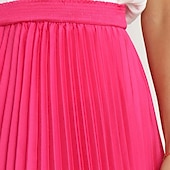 preiswerte Schlichte Röcke-Damen Rock Schaukel Langer Rock Elegant Modisch Maxi Hoher Taillenbund Röcke Einfarbig Gefaltet Asymmetrischer Saum Party Strasse Schwarz Weiß Wein Dunkelgrün Frühling Sommer Satin