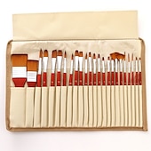 cheap Art &amp; Painting Supplies-Art 24 Pieces Paint Brush Set Enhanced Synthetic Brush Set with Cloth Roll and Palette Knife for Acrylic, Oil, Water