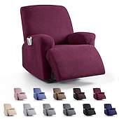 cheap Recliner Chair Cover-Loveseat 3 Seater Burgundy Recliner Covers Cover for Large Reclining Chair Slipcover Seat Reversible Washable Protector with Elastic Adjustable Straps for Kids Pets