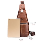 preiswerte Taschen für Herren-braune Sling Bag aus Leder für Herren mit verstellbarem Riemen und mehreren Reißverschlusstaschen – stylische Crossbody-Reise- und Freizeit-Umhängetasche