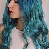 economico Parrucche trendy sintetiche-parrucca sintetica lunga e diritta - parrucca di capelli ricci viola ondulati verdi con capelli ricci rosso vino e rosa-viola - parrucchino elegante e versatile per le donne
