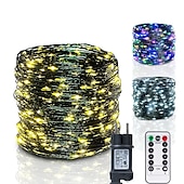 olcso Hálózatra csatlakoztatható elektronika-30m 50m 100M Fényfüzérek 300  500  1000 LED 2835 SMD 1 13Keys távirányító 1set Meleg fehér RGB Fehér Rézhuzalos lámpák Ünnepi fények Parti Szabadság Esküvő 220-240 V