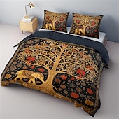 abordables Ensembles de housse de couette-Ensemble de housse de couette à motif d&#039;arbre de vie médiéval, ensemble de literie en coton de luxe doux 3 pièces, décoration de maison, cadeau, housse de couette king queen