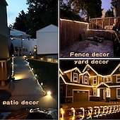 cheap Waterproof Strip Lights-1 Pack Solar Rope Lights Outdoor Waterproof LED String Lights, Garland Fairy Garden Light Strings, Outdoor Christmas Halloween Wedding Party Decor, 7M-50Led/12M-100Led/20M-200Led/30M-300Led