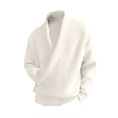 preiswerte Herrenpullover-Herren Pullover Strickpullover Gerippt Stricken Standard Strick Glatt V Ausschnitt warm halten Moderne zeitgenössische Freizeitskleidung Ausgehen Bekleidung Herbst Winter Schwarz Weiß M L XL