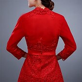 levne Svatební bolerka-Přehozy přes ramena Dámské bolerko Bolero Elegantní Pro nevěstu 3/4 délka rukávu Krajka Svatební Bolerka S Květiny Pro Svatební Jaro léto