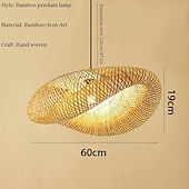 baratos Design de Lanterna-luz led pendnat lanterna de bambu design lustre retrô 40cm lustre iluminação de teto é aplicável à sala de estar quarto restaurante café bar restaurante clube