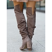 billiga Slouch Boots-slingrande stövlar för kvinnor med blockklack, snygg mockadesign tillgänglig i flera färger för höst- och vinterkläder