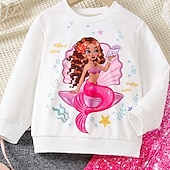 billiga Flickans 3D-tecknad film-Flickor 3D Sjöjungfru Sweatshirt &amp; Legging Set Set Rosa Långärmad 3D-tryck Höst Vinter Aktiv Mode Dagligen Barn 4 år + Rund hals Utomhus Semester Datum Normal