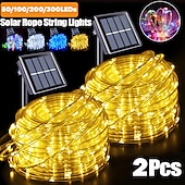 economico strisce luminose impermeabili-2 luci solari a corda per esterni impermeabili 8 modalità luci a corda a led per Natale, tenda, gazebo, trampolino, passerella, piscina