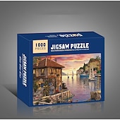 economico Puzzle-creativo 1000 pezzi di carta bianca piatta carta addensata puzzle circolare luna amore mare puzzle giocattolo per adulti