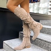 levne Slouch Boots-dámské semišové kozačky nad kolena s huňatým designem – ideální pro podzimní módu, ležérní výlety a outdoorová dobrodružství