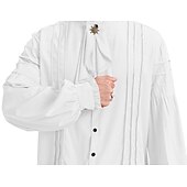 baratos Tops-Retro Vintage Punk e gótico Medieval Blusa / Camisa Baile de Máscara Vampiros Cavalheiro Outlander Com Babados Cor Sólida Fantasia Homens Pirata Fantasia Real Carnaval Baile de Máscaras Espetáculo