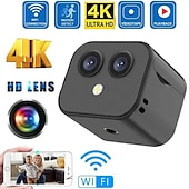 voordelige IP-netwerkcamera&#039;s voor binnen-4K Dual-Lens WiFi Mini Camera - Binnen Smart Home Beveiligingscamera met Infrarood Nachtzicht Bewegingsdetectie HD Videorecorder