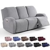 cheap Recliner Chair Cover-Loveseat 3 Seater Burgundy Recliner Covers Cover for Large Reclining Chair Slipcover Seat Reversible Washable Protector with Elastic Adjustable Straps for Kids Pets