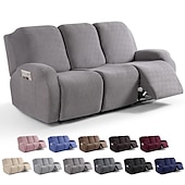 cheap Recliner Chair Cover-Loveseat 3 Seater Burgundy Recliner Covers Cover for Large Reclining Chair Slipcover Seat Reversible Washable Protector with Elastic Adjustable Straps for Kids Pets