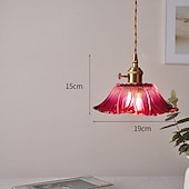 abordables Luces de isla-Lámpara colgante de cristal para isla de cocina, lámpara de techo con pantalla de cristal de flor morada, lámpara colgante rústica E27 para comedor, dormitorio, bar