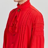 baratos Tops-Retro Vintage Punk e gótico Medieval Blusa / Camisa Baile de Máscara Vampiros Cavalheiro Outlander Com Babados Cor Sólida Fantasia Homens Pirata Fantasia Real Carnaval Baile de Máscaras Espetáculo