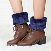 cheap Home Socks-Autumn and Winter Short Style Cuffed Plush Insulation Socks and Boots Cover for Women&#039;s Knitted Wool Leg Protectors