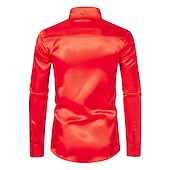 levne Pánské saténové košile-Pánské Košile Saténová košile Košile pro volný čas Košile na knoflíky Černá Žlutá Vodní modrá Červená Světle šedá Dlouhý rukáv Bez vzoru Klopa Dovolená Denní Oblečení Módní Na běžné nošení Pohodlné