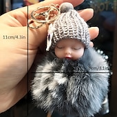 halpa Riipukset ja koristeet-söpö pompon nukkuva vauva nukke auton avaimenperä luova auton avaimenperä auton avaimenperä laukku riipus
