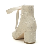 cheap Casual-Women&#039;s White Lace-Up Bridal Booties – Floral Embroidered Satin Heels with Satin Ribbon and Rhinestone Detail for Weddings, Bridal Showers &amp; Formal Occasions