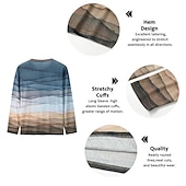 economico Geometrico-maglione a righe mens camicia grafica blocco di colore fashion designer casual 3d stampa henley waffle tee sport all&#039;aria aperta vacanza festival luce blu viola multicolore cotone onde