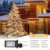 abordables Guirlandes lumineuses à brancher-1 paquet de guirlandes lumineuses de Noël de 10 mètres à 400 LED, lumières de Noël extérieures avec 8 modes de minuterie, télécommande étanche, guirlande lumineuse connectable à brancher pour l&#039;extérieur et l&#039;intérieur de la maison