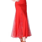 abordables Tenues de danse de salon-Danse de Salon Jupes Imprimé Couleur Pure Fantaisie Femme Utilisation Entraînement Taille haute Polyester
