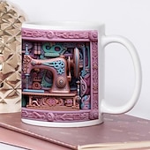お買い得  マグカップ＆カップ-3D ソーイングマグ、3D 花柄ミシン、3D ミシンマグ、セラミックコーヒーマグ、3D コーヒーマグラップ、女性用ソーイングギフト、クリスマスギフト クリスマスギフト