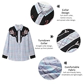 billiga västernskjortor för män-Herr Rutig Grafiska tryck Skjorta Västerländsk skjorta Cowboyskjorta Långärmad Mode Designer Ledigt Utomhus Dagligen Höst vinter Nedvikt Mönster Button-Down Blå Purpur Grön Kaki