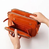 cheap Handbag &amp; Totes-Women&#039;s Vintage Three-Layer Leather Crossbody Shoulder &amp; Clutch Bag – Multi-Compartment Design for Casual, Work, and Travel Use