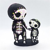 お買い得  結婚式の装飾-シュガースカルカップル像 シュガースカル置物 樹脂工芸品 かわいい像頭蓋骨 樹脂頭蓋骨像 家の装飾 愛らしい頭蓋骨彫刻 記念像