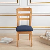 abordables Funda de silla-Fundas de asiento para silla de comedor, color burdeos, elásticas, suaves, lisas, de color sólido, duraderas, lavables, protector de muebles para comedor, fiesta