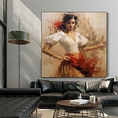 cheap People Paintings-Spanish Dancer Oil Painting Hand Painted High Quality Flamenco Dancer Oil Painting On Canvas for Wall Decoration No Frame