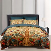 abordables Ensembles de housse de couette-Ensemble de housse de couette à motif d&#039;arbre de vie médiéval, ensemble de literie en coton de luxe doux 3 pièces, décoration de maison, cadeau, housse de couette king queen