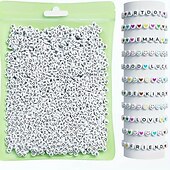 preiswerte Perlenherstellungsset-800 Stück Buchstabenperlen in 28 Stilen, bunte Perlen mit lächelndem Gesicht, Herzperlen-Set für DIY-Armbänder, Halsketten, Ohrringe, Kunsthandwerk, Kleinunternehmen, Schmuckherstellungsbedarf
