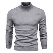 お買い得  男性用プルオーバーセーター-男性用 タートルネックセーター プルオーバーセーター ニットセーター リブ ニット レギュラー ニット 平織り タートルネック 保温 現代コンテンポラリー デイリーウェア お出かけ 衣類 秋 冬 ブラック イエロー S M L