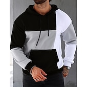 billiga bashuvtröjor för män-Herr Huvtröja Svart Rodnande Rosa Armégrön Blå Huva Färgblock Ficka Sport &amp; Utomhus Dagligen Helgdag Streetwear Häftig Ledigt Vår &amp; Höst Kläder Pull Tröjor