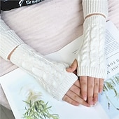 cheap Heating &amp; Cooling-Monochrome Knitted Gloves Short Half Finger Warm Gloves Elastic Fingerless Touch Screen Fall Winter Gloves