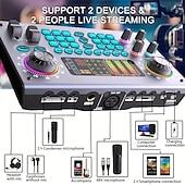 economico Microfoni-Kit di apparecchiature per podcasting professionale 2023 c100 48v con scheda audio di conversione vocale con vari effetti sonori e luci a led ideali per l&#039;uso nel podcasting.
